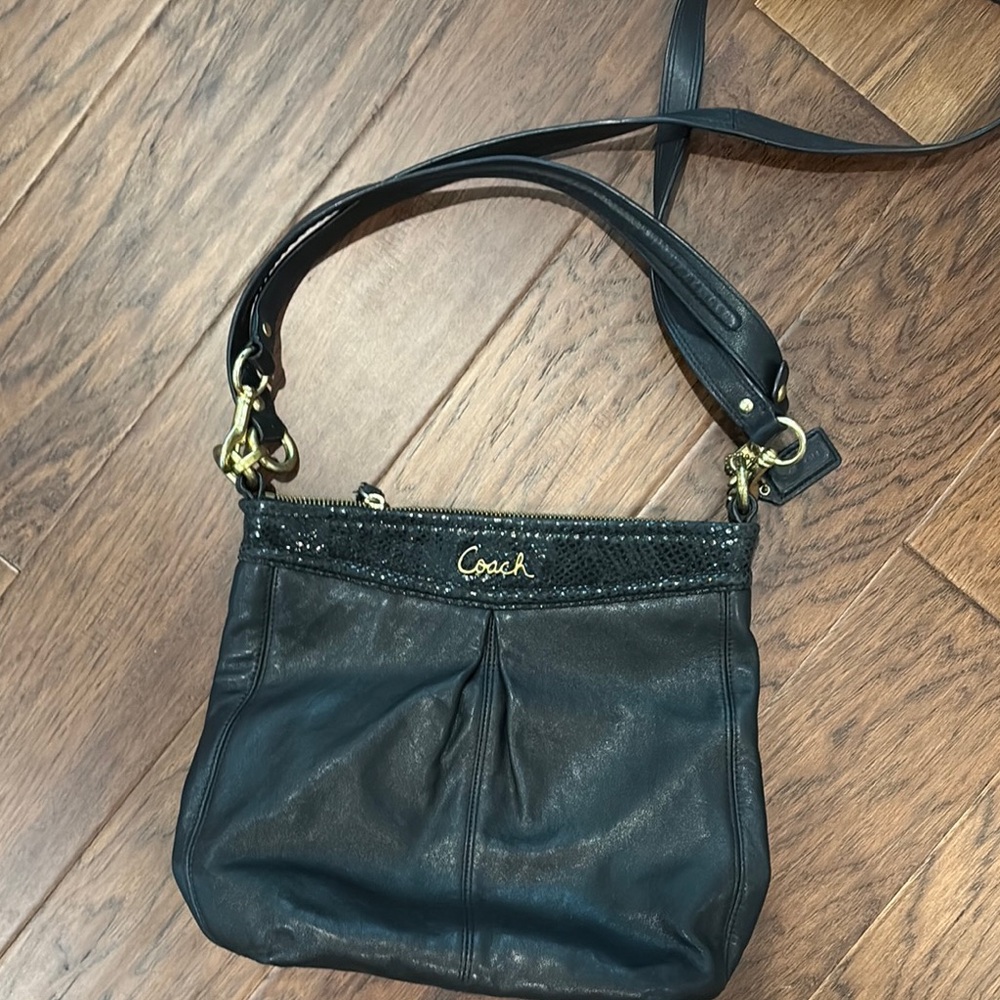 Coach Black Shoulder Bag with Gold Hardware